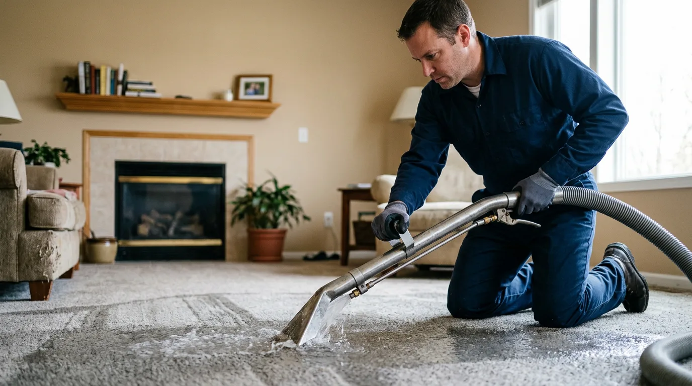 Water damage restoration technician working near Unionville, CT